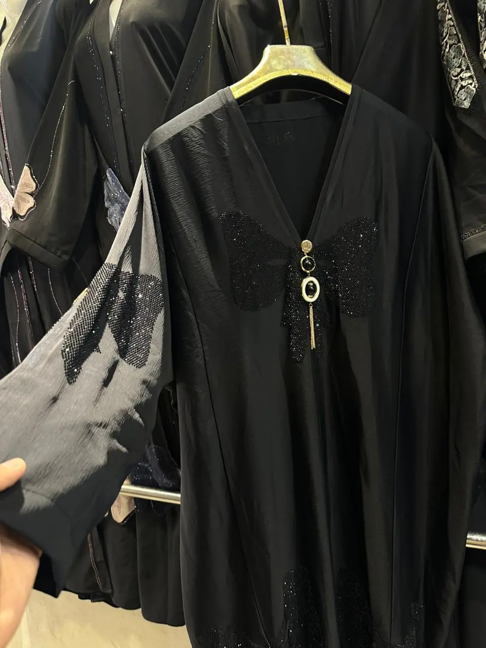 Sleek Open-Front Nida Black Abaya - Style 16