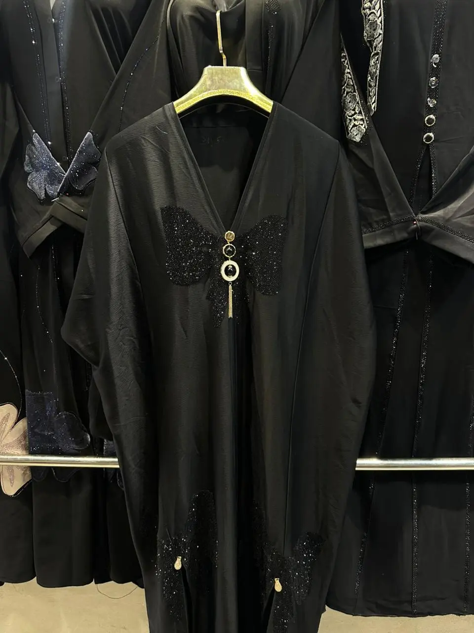 Sleek Open-Front Nida Black Abaya - Style 16